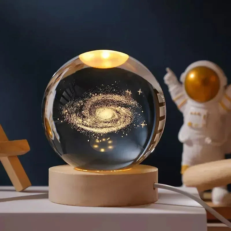 💫 Lámpara Galáctica de Cristal 3D 6cm – Magia del Cosmos en tu Espacio 🔮